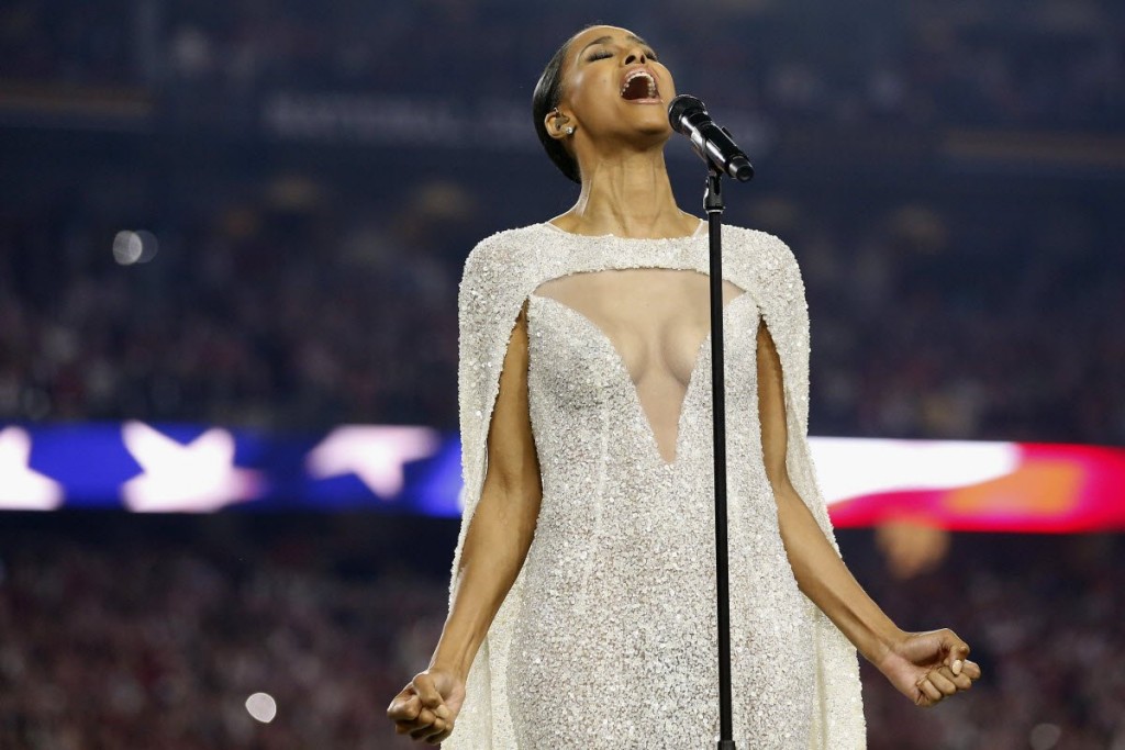 Some people are upset at the outfit Ciara wore to sing the national anthem for the College Football Playoff championship